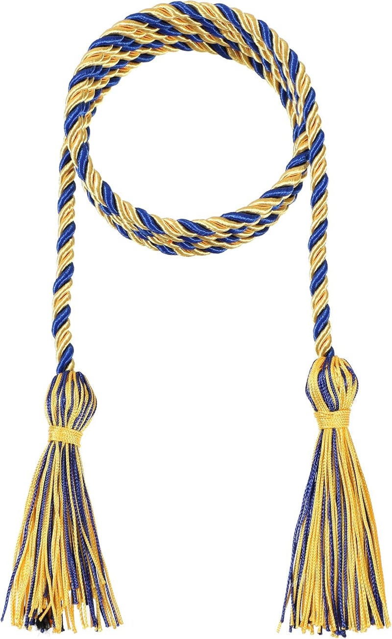 D DODOU 10 Pieces Graduation Cords Polyester Graduation Honor Braided Cords with Sewing Tassels for Bachelor, Master, Doctor 68" Long (Gold Royal Blue) - Image 2